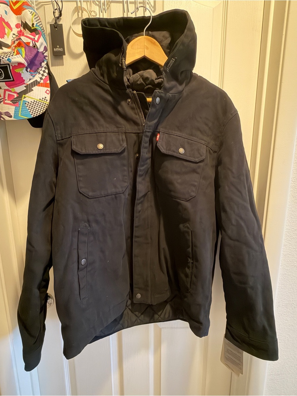 Levi's Black Quilted Hooded Field Jacket